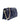 Elyse & i Blue concertina clutch bag with gold chain on a white background
