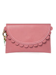 Pink Bella Purse wallet by Elyse & i with scalloped edge design on a white background