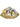 gold Elyse & i Dawn Scallop clutch with a colorful floral bow on a white background
