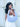 Woman holding a light blue Martha Scallop bag by Elyse & i with a white background
