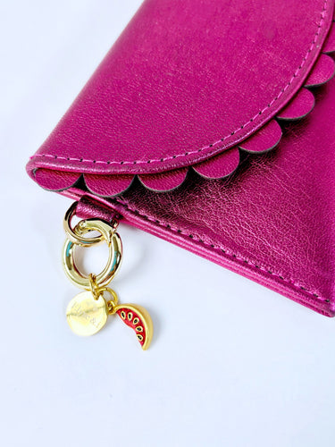 Bella Scallop Purse - Hot Pink Metallic