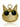 Gold cat-shaped keychain with green eyes on a white background
