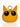 Orange cat-shaped keychain with black eyes and pink cheeks on a white background