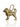 Gold dog-shaped keychain with a blue nose on a white background