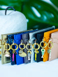 Kitty Card Holder - NAVY SNAKEPRINT