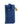 Blue leather pouch with a strap and decorative elements on a white background