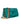 Teal handbag with gold chain on a white background