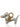 Silver dog-shaped keychain with a gold tag on a white background
