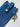 Blue leather glasses pouch with a gold clasp and charm on a white background