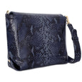 Amara Knot Satchel - Navy Blue Python Print Cow Leather