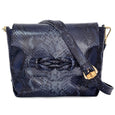 Amara Knot Satchel - Navy Blue Python Print Calf Leather