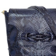 Amara Knot Satchel - Navy Blue Python Print Cow Leather