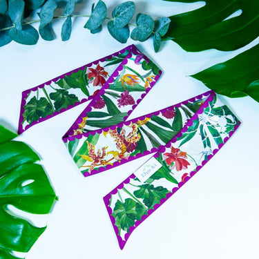 Fleur Kakasi x Elyse & i - Silk Twilly Scarf Ginger Floral