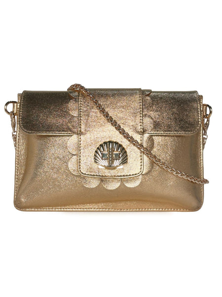 Gold metallic Finn Scallop bag by Elyse & i on a white background
