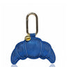 Blue crab-shaped keychain with a gold carabiner on a white background