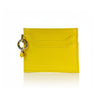 Yellow cardholder with a keychain on a white background