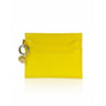 Yellow cardholder with a keychain on a white background