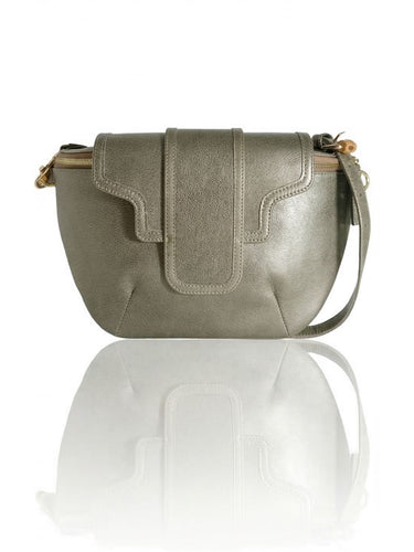 Silver handbag on a white background