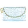silver croc embossed scalllop edged Bella purse by Elyse & i on a white background