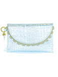 silver croc embossed scalllop edged Bella purse by Elyse & i on a white background