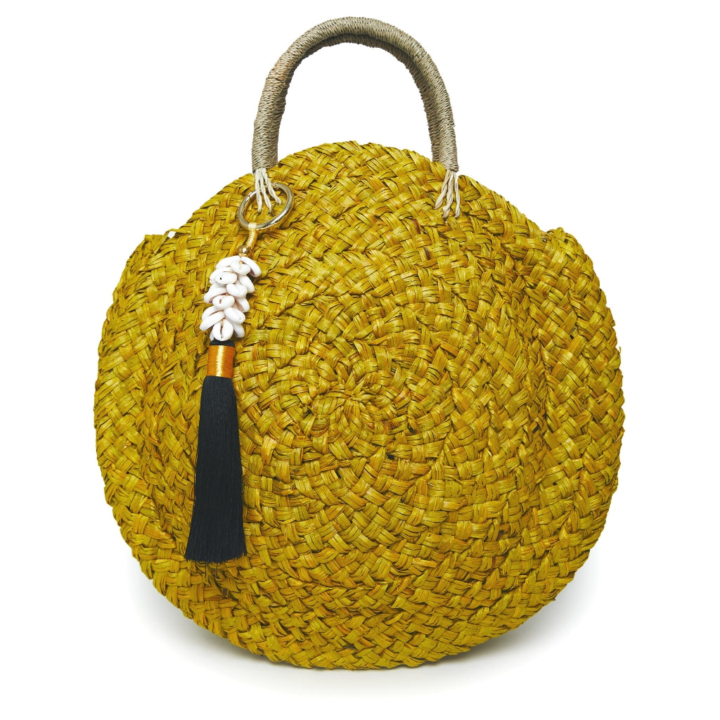 Bobbie Round Basket Bag - Yellow